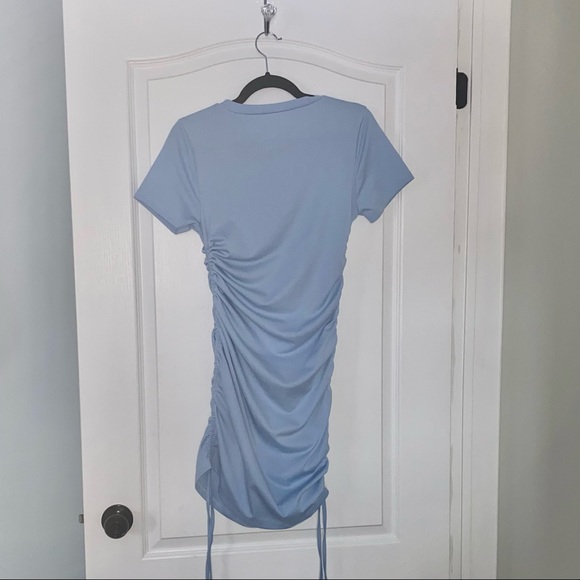 Blue Ruched Bodycon Dress - Picture 5 of 6